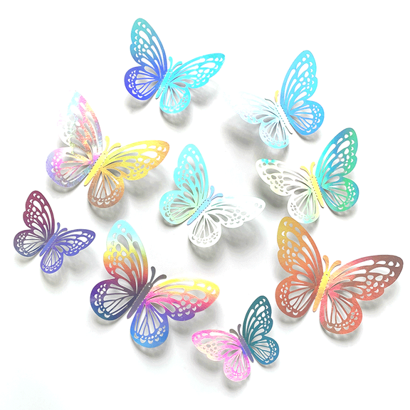 48pcs Laser Butterfly Decor, 3D Butterflies Wall Decor for Kids Bedroom Nursery Room Birthday Butterfly Party Decorations,Style:Style 1;