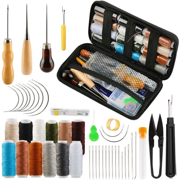 48pcs Leather Sewing Working Kit Leather Needles for Hand Stitching Heavy Duty Sewing Crafting Kit