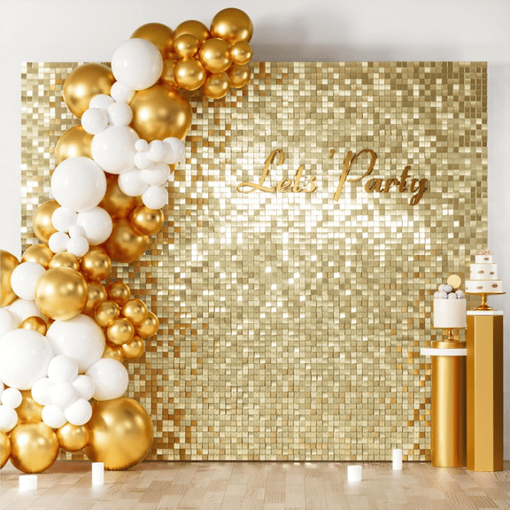 48pcs Light Gold Sequin Shimmer Wall Panels for Baby Shower Birthday