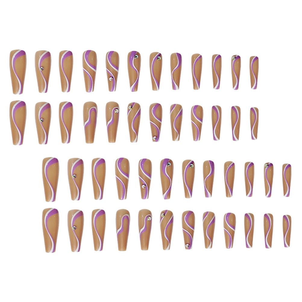 48pcs Long Nail Art Stickers Wraps Designs for Women Stylish Nail Art