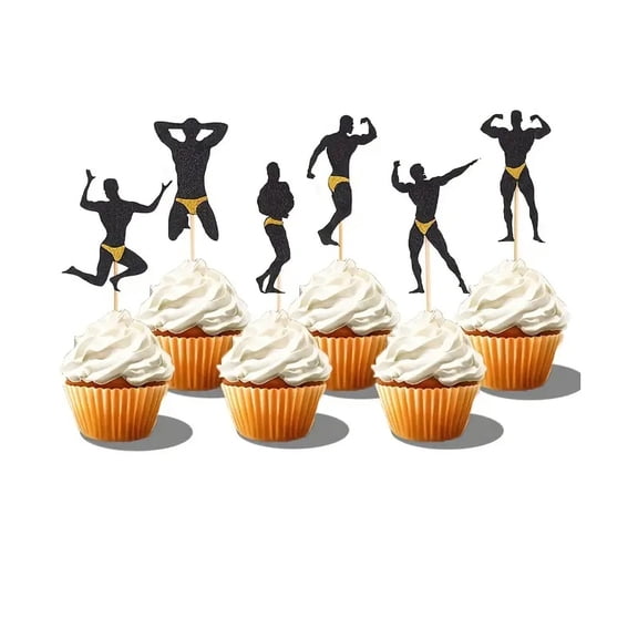 48pcs Male Dancers Strippers Beefcake Cupcake Toppers Bachelorette Cupcake Toppers Picks, Hen Party Decoration Supplies for Halloween,Christmas Event & Party