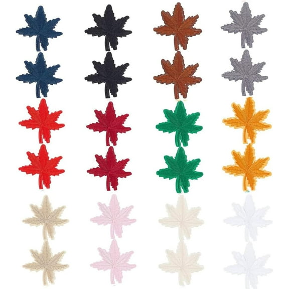 48pcs Maple Leaves Patches 12 Colors Embroidery Patches Iron On Patches Sew On Applique Patch Autumn Fall Leaf Appliques for Jeans Dress Hats T-Shirts Backpacks Purse Bags DIY Crafts Colorful