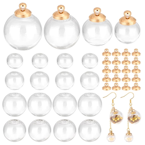 48pcs Mini Glass Globe 3 Size Empty Clear Glass Ball Craft Balls Fillable Ornament Ball for DIY Pendant Jewelry Making
