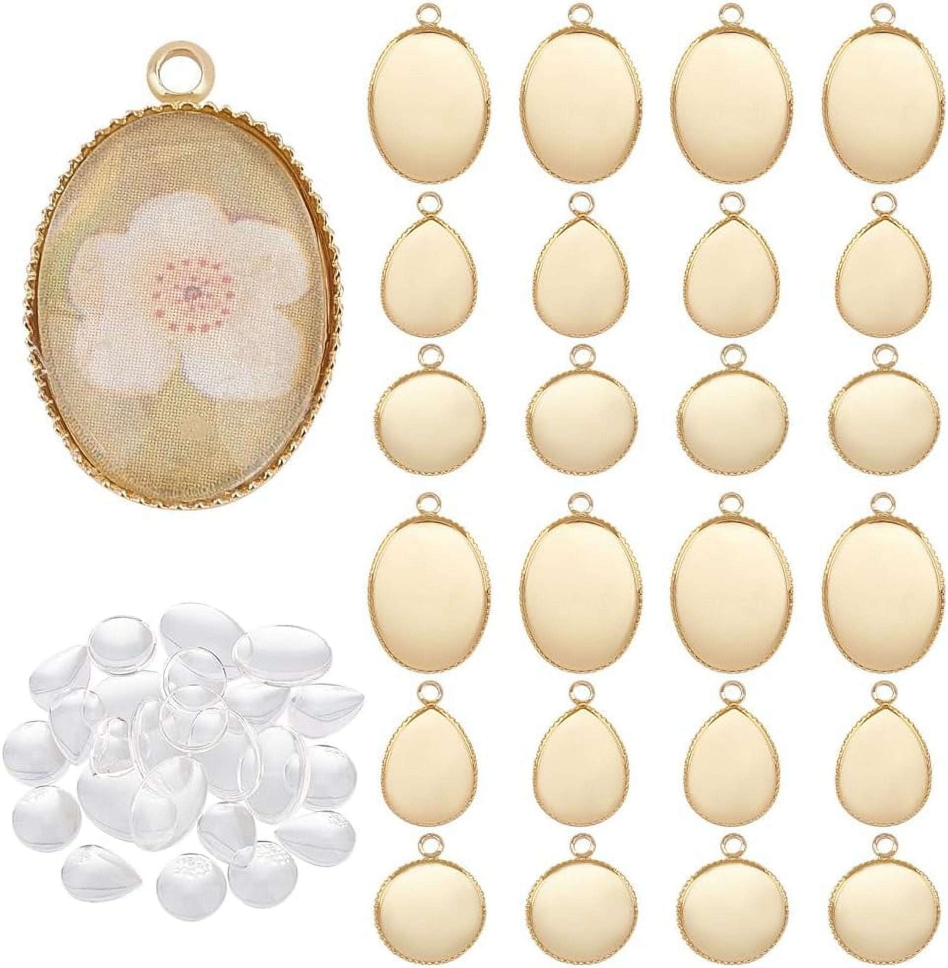 10 X DIY 30mm Round Bronze Necklace Kit – Glass Circle Pendant Tray And Chain
