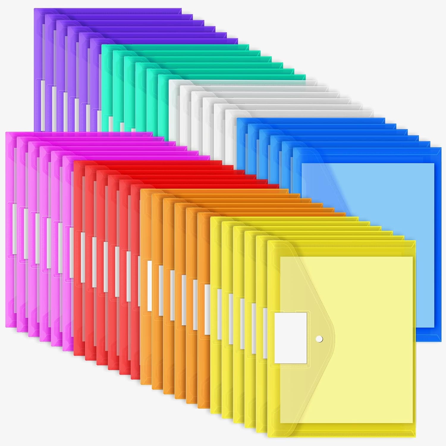 48pcs Plastic Envelopes Poly Envelopes, Clear Document Folders with ...