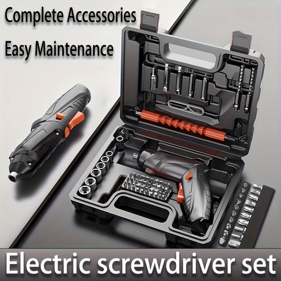 48pcs Rechargeable Foldable Electric Screwdriver Set - 90 Rotatable, LED Light, Wireless Tool for Home/Car Repair | Perfect Labor Day Gift for DIY Enthusiasts