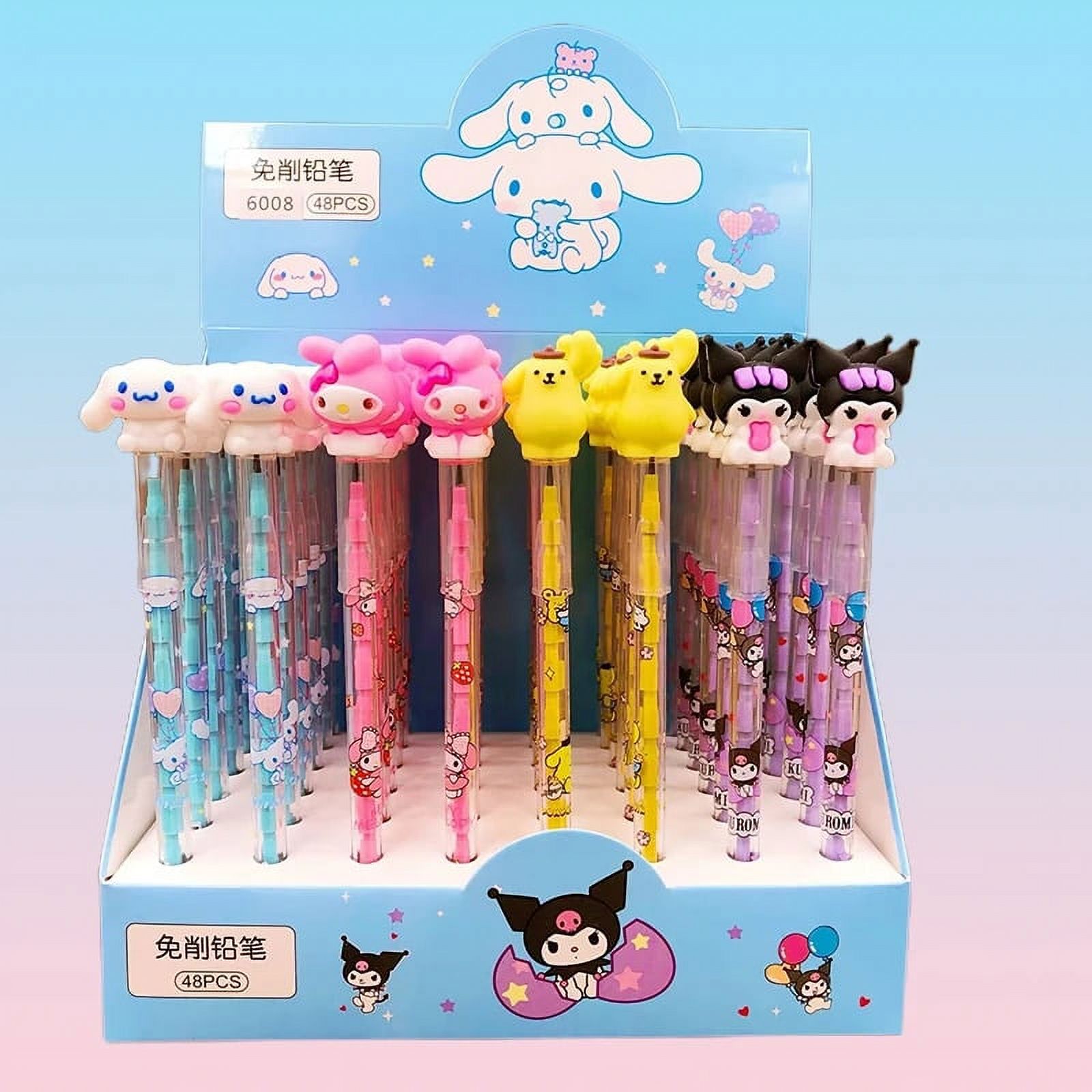 48pcs Sanrio Mechanical Pencil Hello Kitty Cinnamoroll Student Silicone