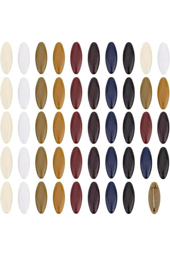 48pcs Scarf Safety Pins Plastic Brooch Pins Hollow Oval Hijab Pins Headscarf Decoration Pin Scarf Hijab Pins Safety Locking Cloth Nappy Pin for Women Muslim Scarf Clothing - 6 colors DIY