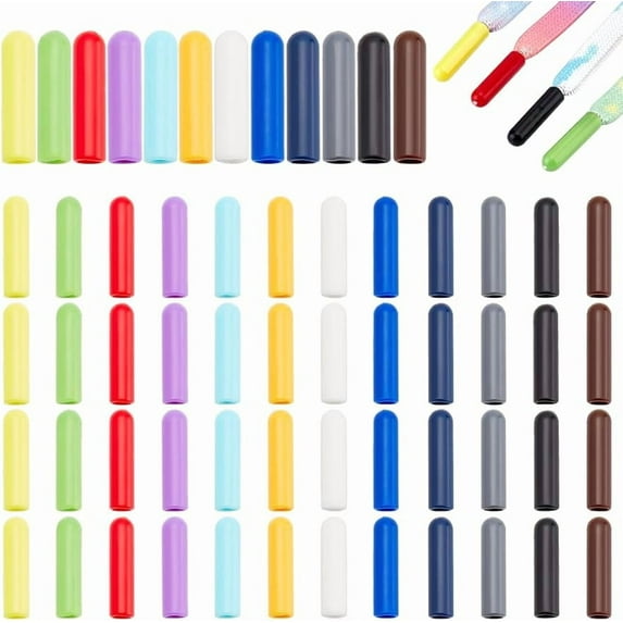 48pcs Shoelace Tips Plastic Shoelace Head Cord End Cap Shoelace Bullet Ends Replacement 20x5mm