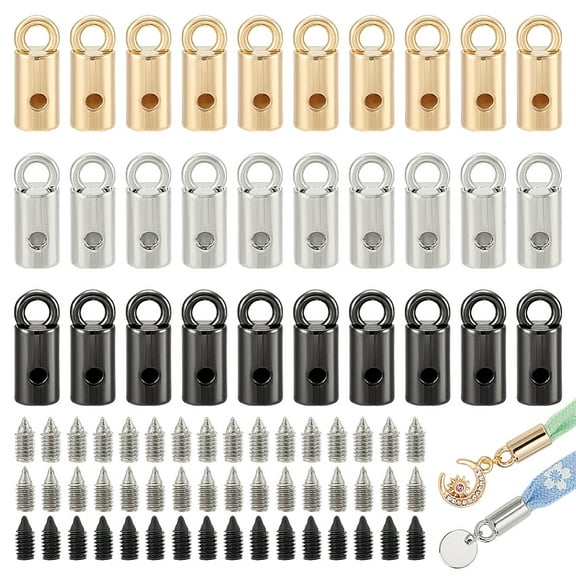 48pcs Shoelaces Tips 3 Colors Alloy Shoelace Aglets Screw Shoelace Head for DIY Shoe Laces Tips Protector Shoelace Head and Cords End Aglet Replacement Tips for Shoestrings Making 15x6mm