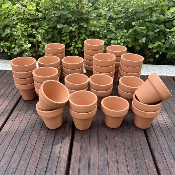 48pcs, Small Mini 2.2" Terracotta Pot Clay Ceramic Pottery Planter, Cactus Flower Nursery Terra Cotta Pots, With Drainage Hole, For Indoor/Outdoor Succulent Plants, Crafts, Wedding Favor