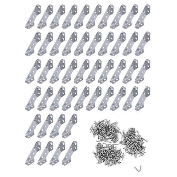 48pcs Stainless Steel Thickness Multifunction Triangle Corner Brace Support with Screws Universal Furniture Corner Connector Angle Corner Bracket