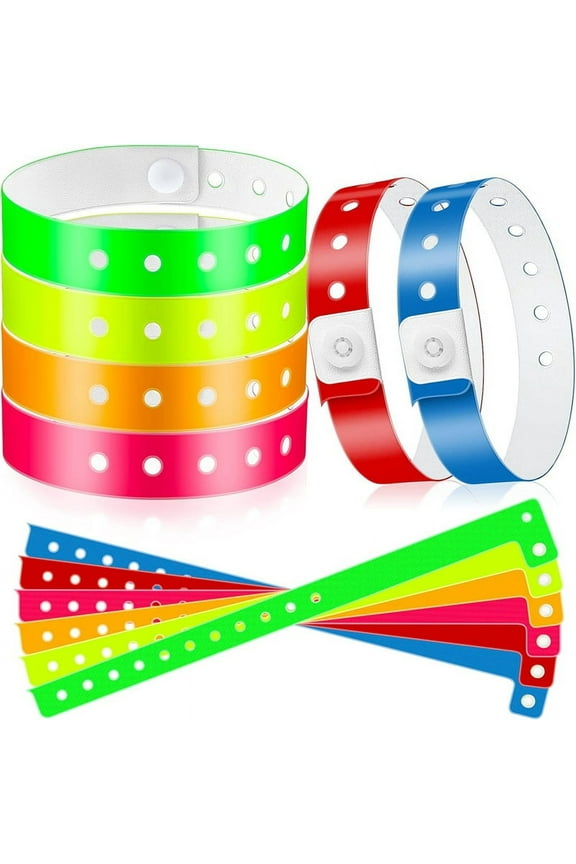 48pcs Vinyl Wristbands Plastic Event Wristbands Colorful Wristbands for Events Concert Carnival Nightclub, Set 1