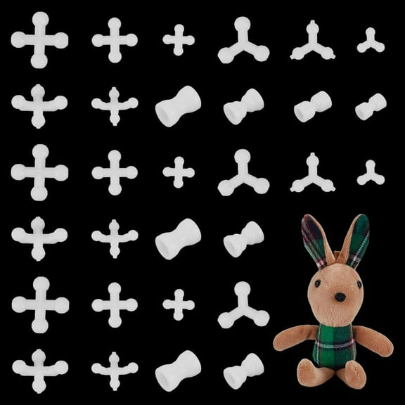 48pcs White Safety Joints 12 Styles Body Joints Plastic Animal Joints Teddy Bear Soft Making Limbs and Head Joints for DIY DIY Crafts Stuffed Teddy Bear Making Accessories