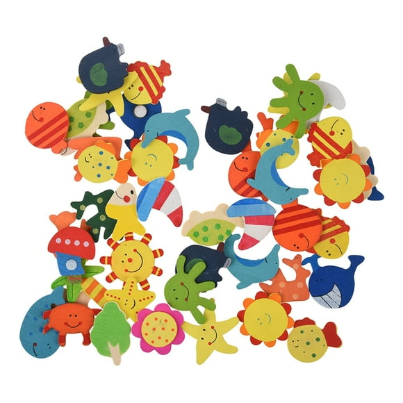 48pcs coloured wooden magnets drawing anime for children.