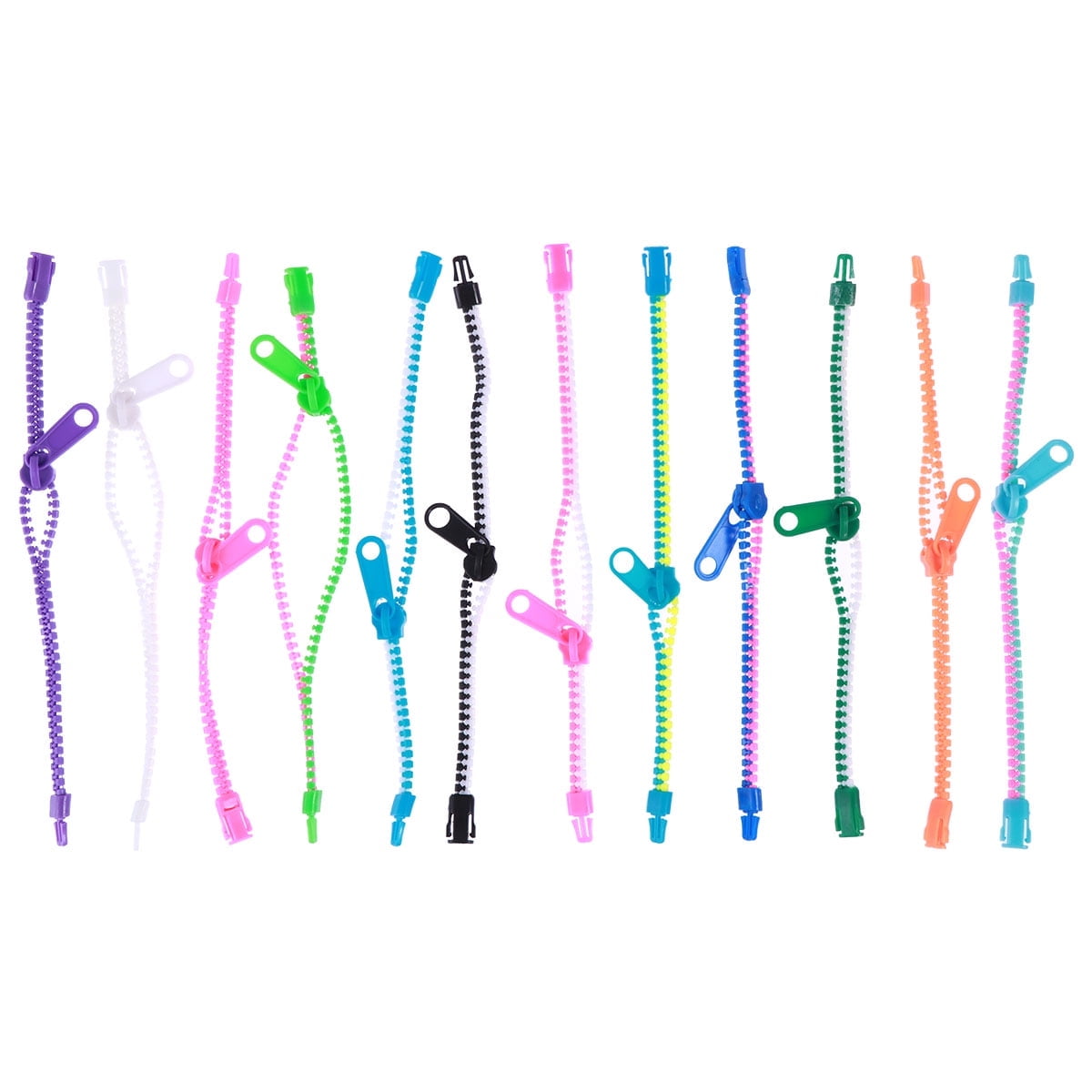 48pcs friendship fidget zipper bracelets sensory toys bulk set neon colors, kit for birthday, party favors for kids goodie bags easter egg basket stuffers pinata filler small prizes (assorted color)