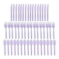 thumbnail image 1 of 48pcs gold powder purple (G) $48 set of 16 pieces of knife, fork and spoon, disposable plastic knife, fork and spoon tableware three-piece set party cake banquet, 1 of 8