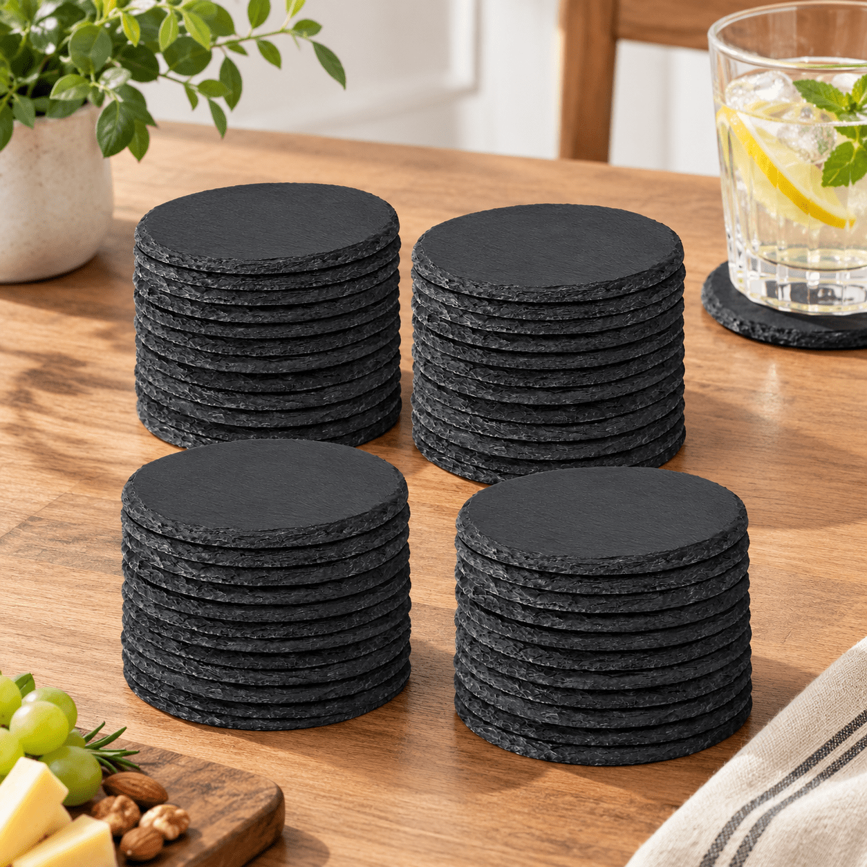Rustic Simple Headstone 48pcs-round Slate Drink Coaster Blanks For Engraving, 4 Inch Handmade ...