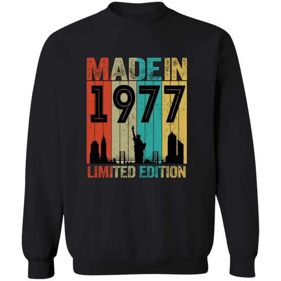 48th Birthday Made In 1977 48 Years Old Born In New York 48 Years Of Being Awesome Crewneck Pullover Sweatshirt