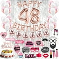 thumbnail image 1 of 48th Birthday Party Decorations for Women Rose Gold, 48 Cake Topper, 48th Party Supplies, 48 Photo Props, 48 Sash, Silver Foil Curtain, 1 of 4