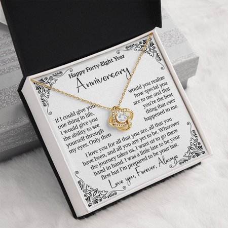 48th Wedding Anniversary Wife Home Improvement Anniversary ty Eightieth Anniversary Gift 48 Year Anniversary Love Message, White Love Knot Necklace