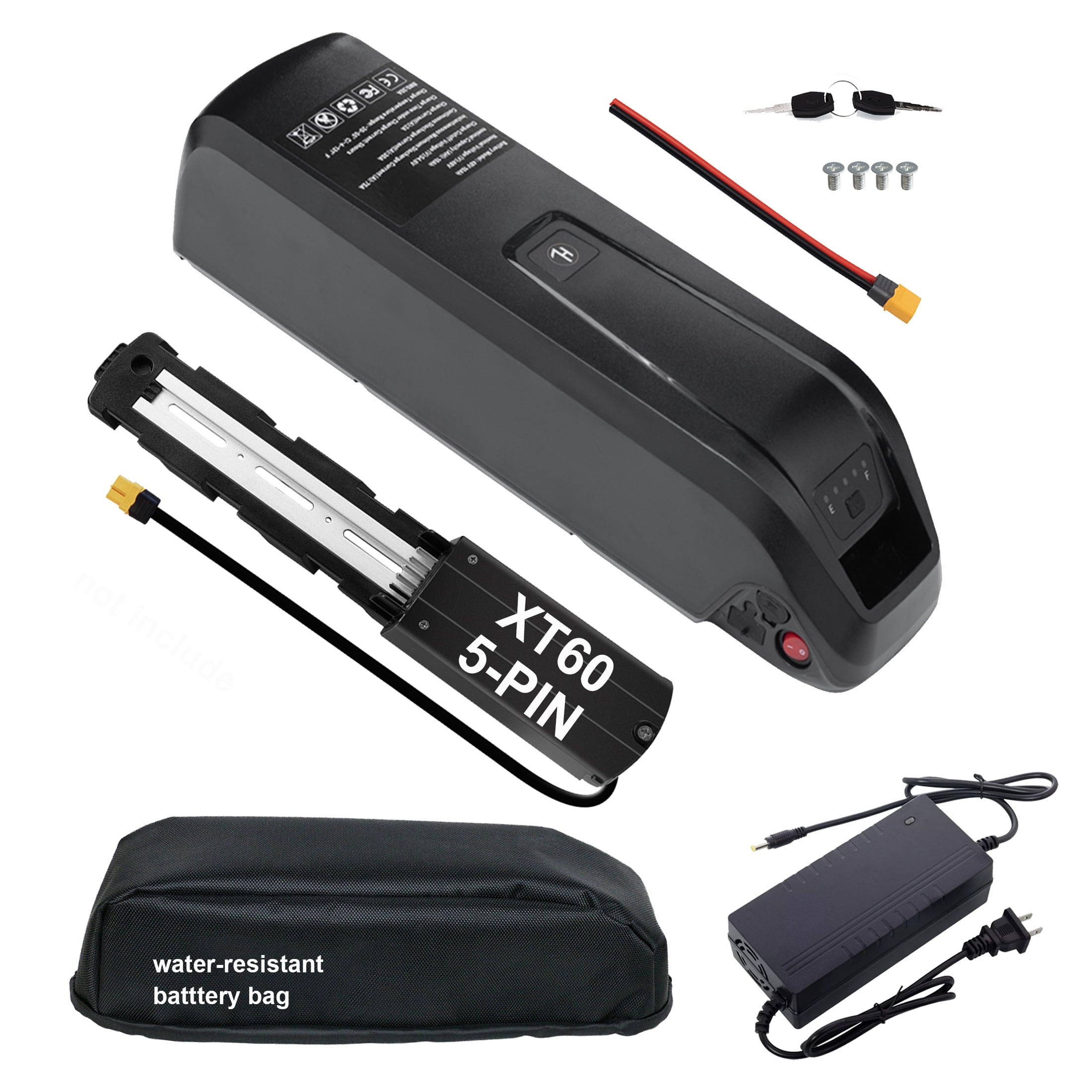 48v 10ah Electric Bicycle Battery 5-Pin Holder with Water-resistant Bag Replacement Lithium Battery