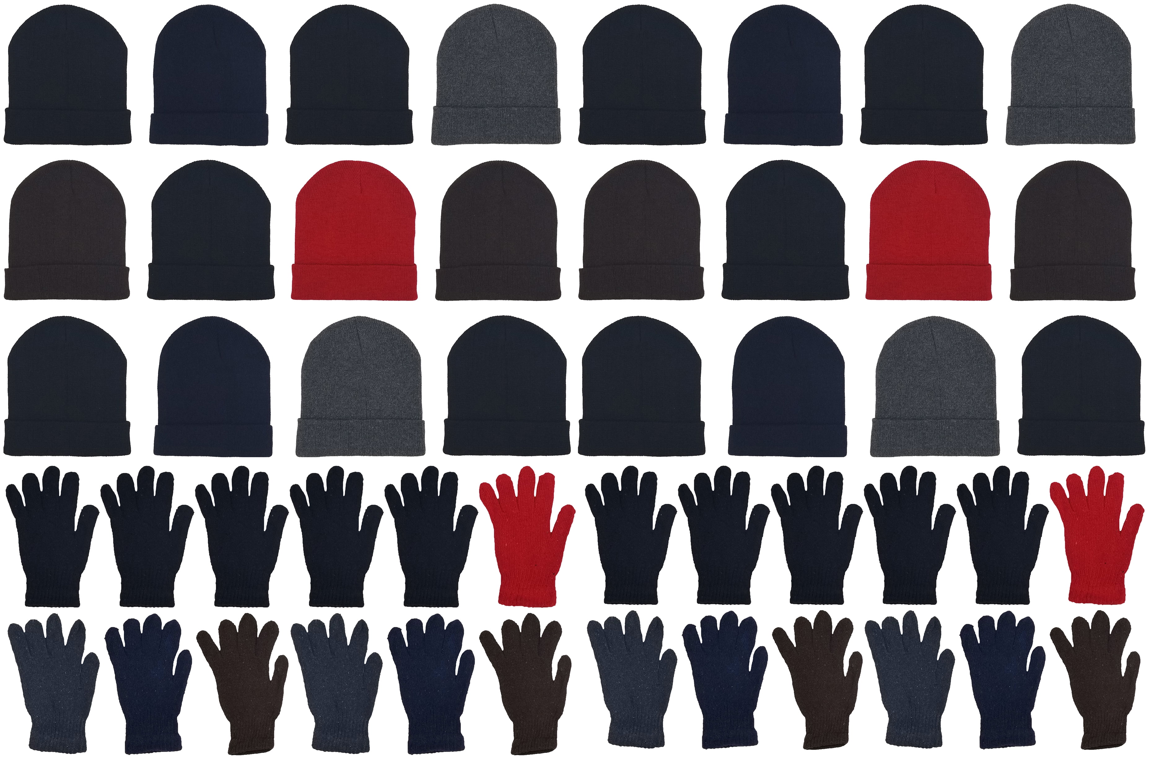 Winter Beanies & Gloves Combo Pack, Bulk Pack for Men Women, Warm Cozy Gift 24x Winter Beanies & Gloves Combo Pack, Bulk Pack for Men  main image 3
