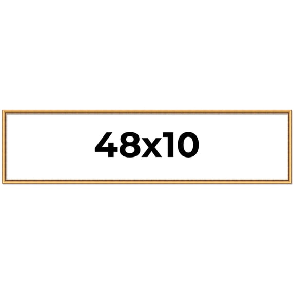 48x10 Frame Beaded Gold Solid Wood Picture Frame | 0.75 Inches Moulding Width | Liscio Oro