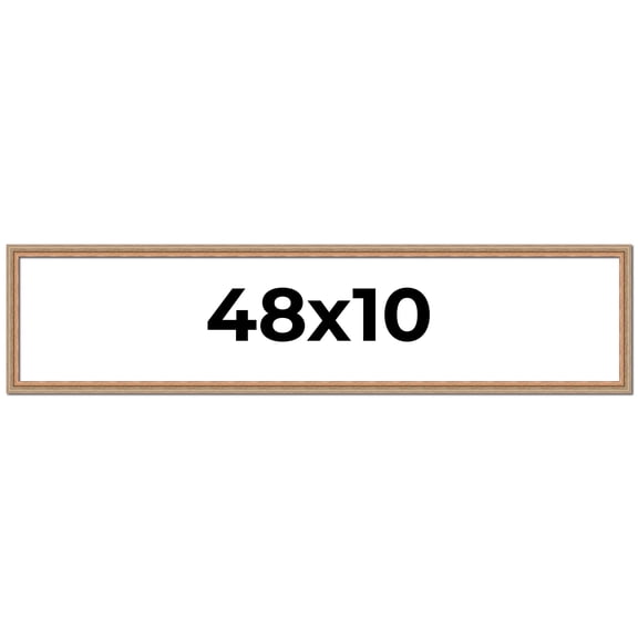 48x10 Frame Brown 60's Wooden Cabinet Solid Wood Picture Frame | 1 Inch Moulding Width | Complete