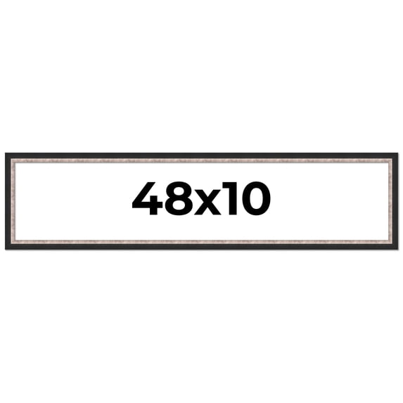 48x10 Frame Silver Real Wood Picture Frame Width 1.25 Inches | Interior Frame Depth 0.75 Inches |