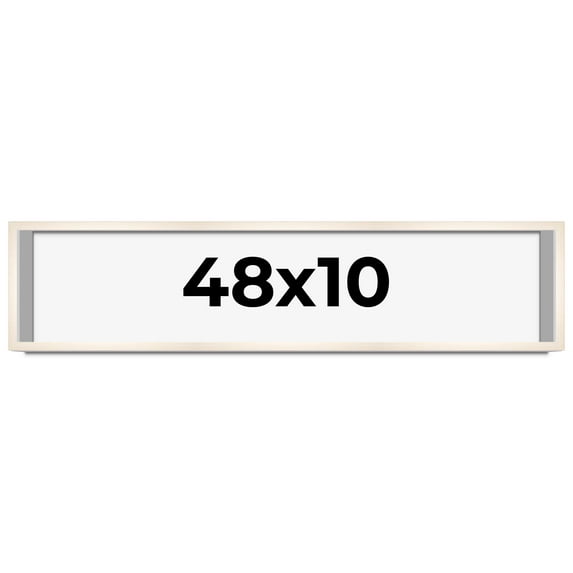 48x10 Shadow Box Cream of Wheat White Washed Display Frame | 0.875 Inches Deep Solid Wood Shadowbox