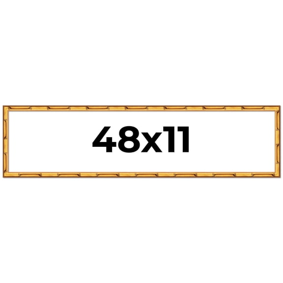 48x11 Frame Gold Bamboo Picture Frame - Complete Modern Photo Frame Includes UV Acrylic Shatter