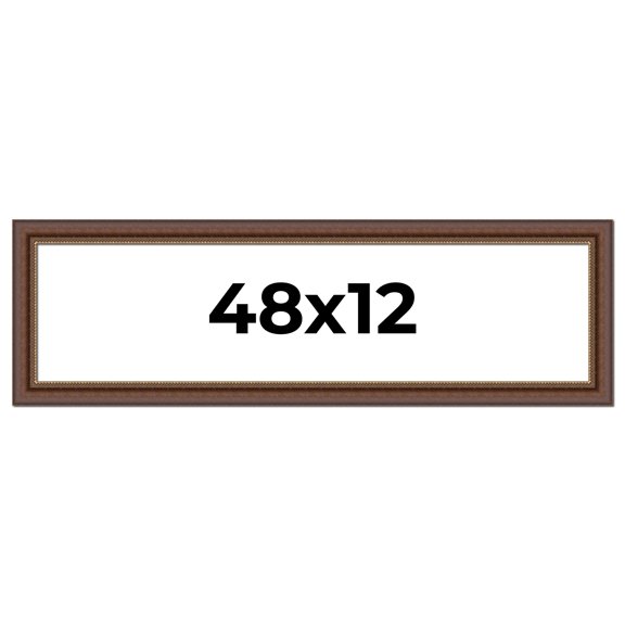 48x12 Copper and Brown Real Wood Picture Frame Width 2 inches | Interior Frame Depth 0.5 inches |
