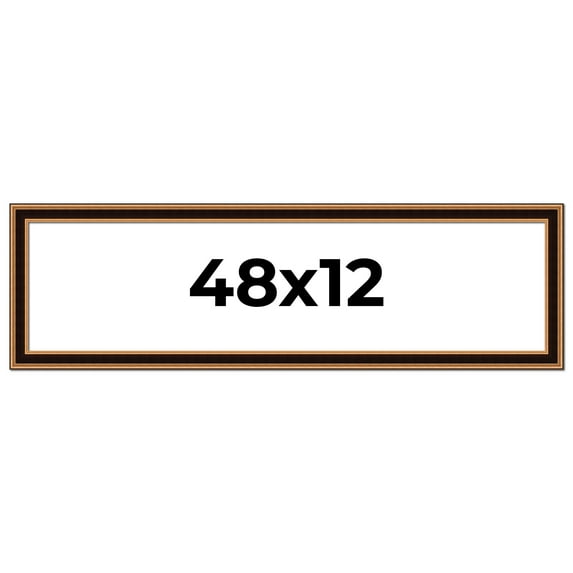48x12 Frame Gold Brown Plein Air Vintage Solid Wood Picture Frame | 1.75 Inches Moulding Width |