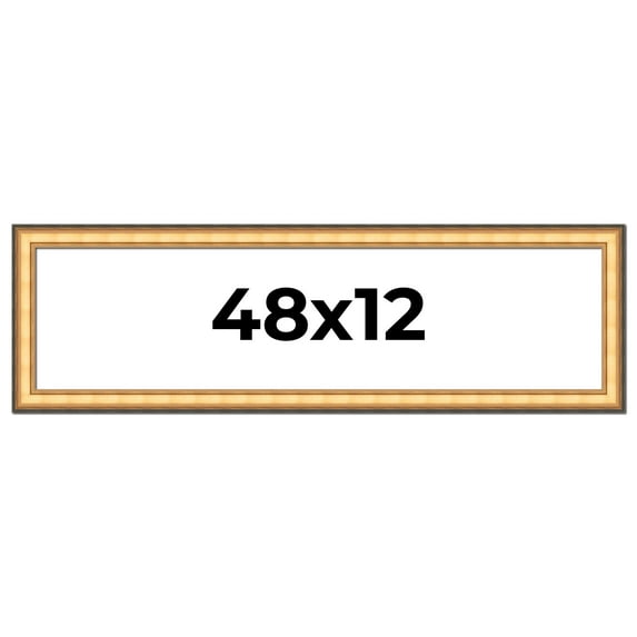 48x12 Frame Gold Plein Aire Solid Wood Picture Frame Width 2 Inches | Interior Frame Depth 0.5
