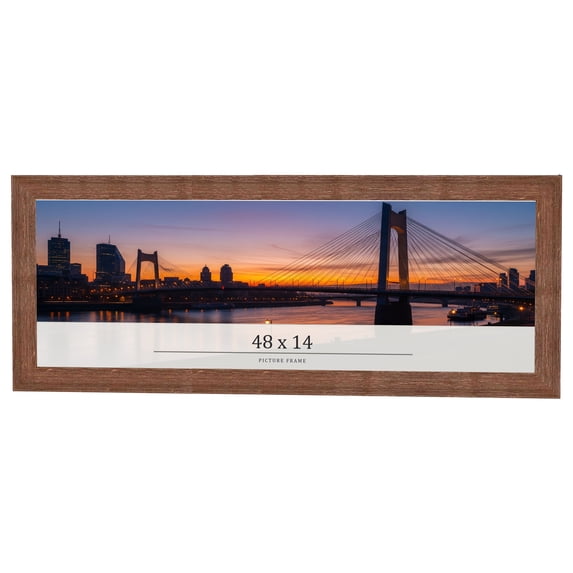 48x14 Frame Brown Farmhouse Solid Wood Picture Frame Width 1.5 Inches | Interior Frame Depth 0.5
