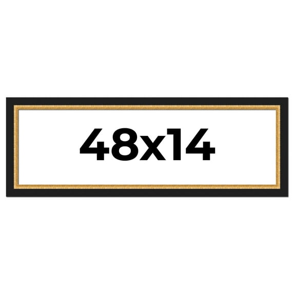 48x14 Frame Gold Real Wood Picture Frame Width 2.25 Inches | Interior Frame Depth 0.5 Inches |