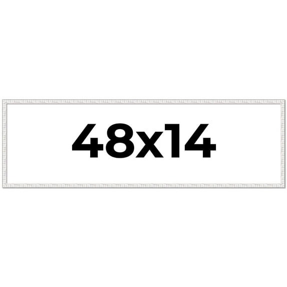 48x14 Frame White Scuffed Rustic Solid Wood Picture Frame | 0.75 Inch Moulding Width| Includes UV