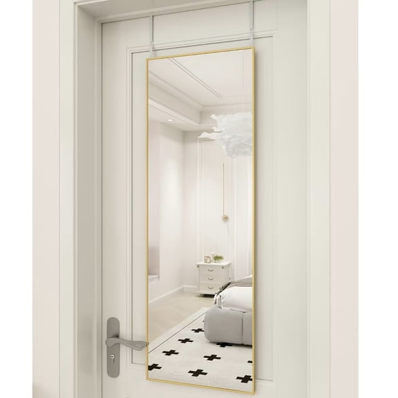 48x14 Inch Full Size Mirror with Ultra-Thin Aluminum Frame, Distortion-Free Wall/Lean/Door Mount for Bedroom Living Room
