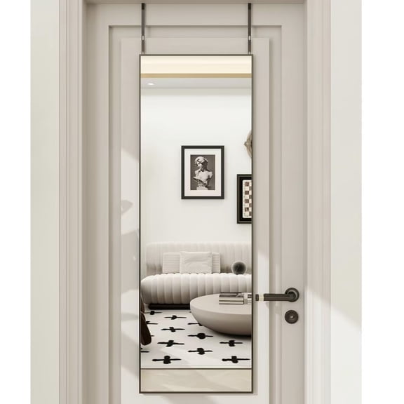 48x14 Inch Full Size Mirror with Ultra-Thin Aluminum Frame, Distortion-Free Wall/Lean/Door Mount for Bedroom Living Room