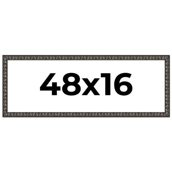 48x16 Frame Black-Brown Medieval Solid Wood Picture Frame | 1.5 Inch Moulding Width | Gotham