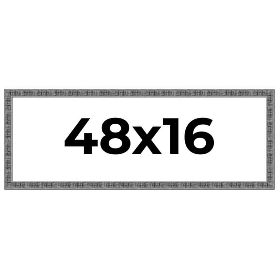 48x16 Frame Silver Black Rustic Sonoma Solid Wood Picture Frame | 1.5 Inch Moulding Width |