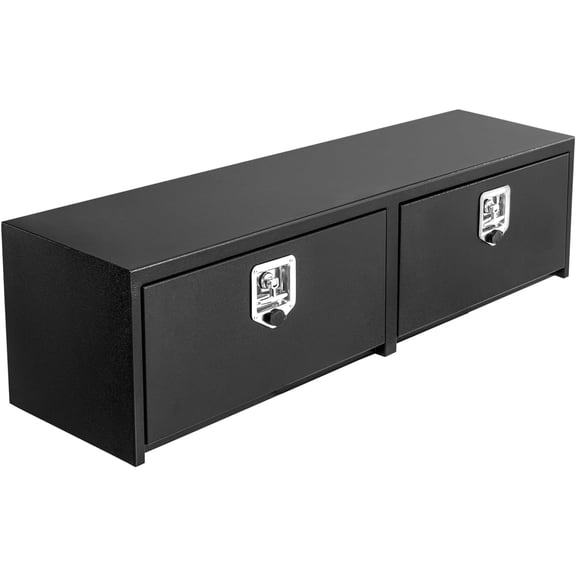 48x16x13in Steel Underbody Truck Tool Box Weather-Resistant Locking Job Chest for Pickup Trucks RVs Trailers Heavy-Duty Storage with T-Handle Lock Black