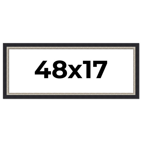 48x17 Frame Black Real Wood Picture Frame Width 2.25 Inches | Interior Frame Depth 0.5 Inches |