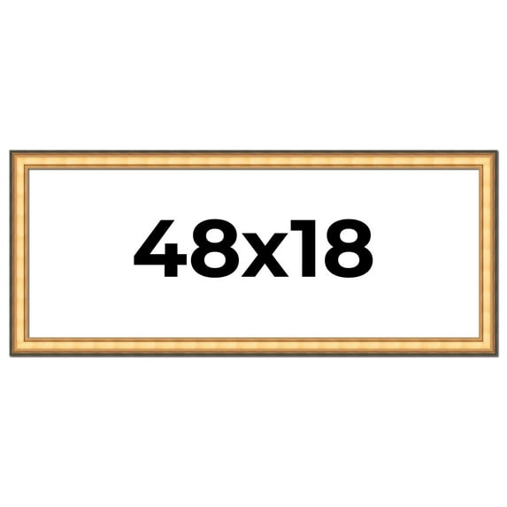 48x18 Frame Gold Plein Aire Solid Wood Picture Frame Width 2 Inches | Interior Frame Depth 0.5