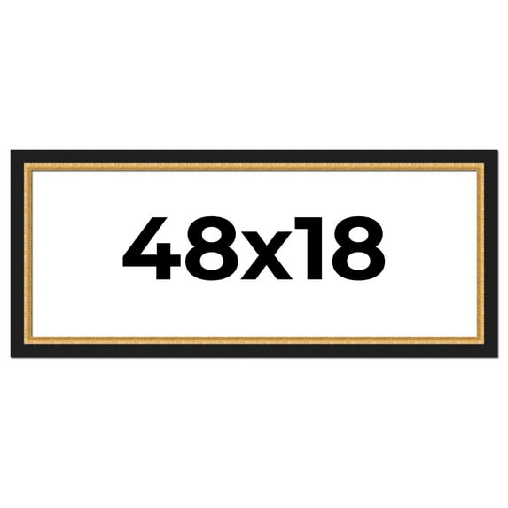 48x18 Frame Gold Real Wood Picture Frame Width 2.25 Inches | Interior Frame Depth 0.5 Inches |