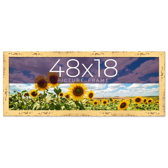 48x18 Frame Yellow Real Wood Picture Frame Width 1.25 inches | Interior Frame Depth 0.5 inches |