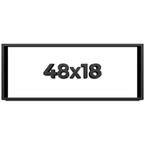 48x18 Shadow Box Frame Black | 1 inches Deep Real Wood Contemporary Shadowbox Display Frame | UV