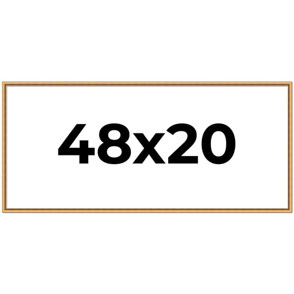 48x20 Frame Beaded Gold Solid Wood Picture Frame | 0.75 Inches Moulding Width | Liscio Oro
