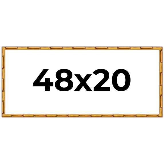 48x20 Frame Gold Bamboo Solid Wood Picture Frame | 1 Inch Moulding Width | Interior Frame Depth
